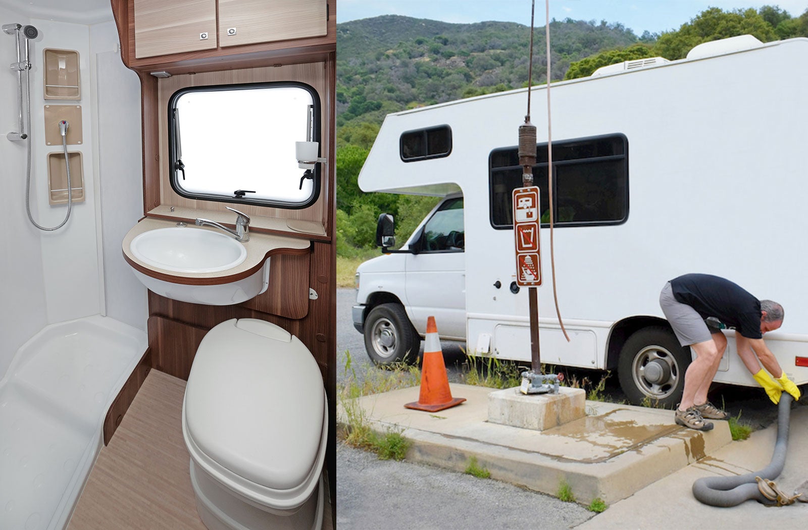 Portable RV/camper toilet and holding tank setup in Batesville, Mississippi